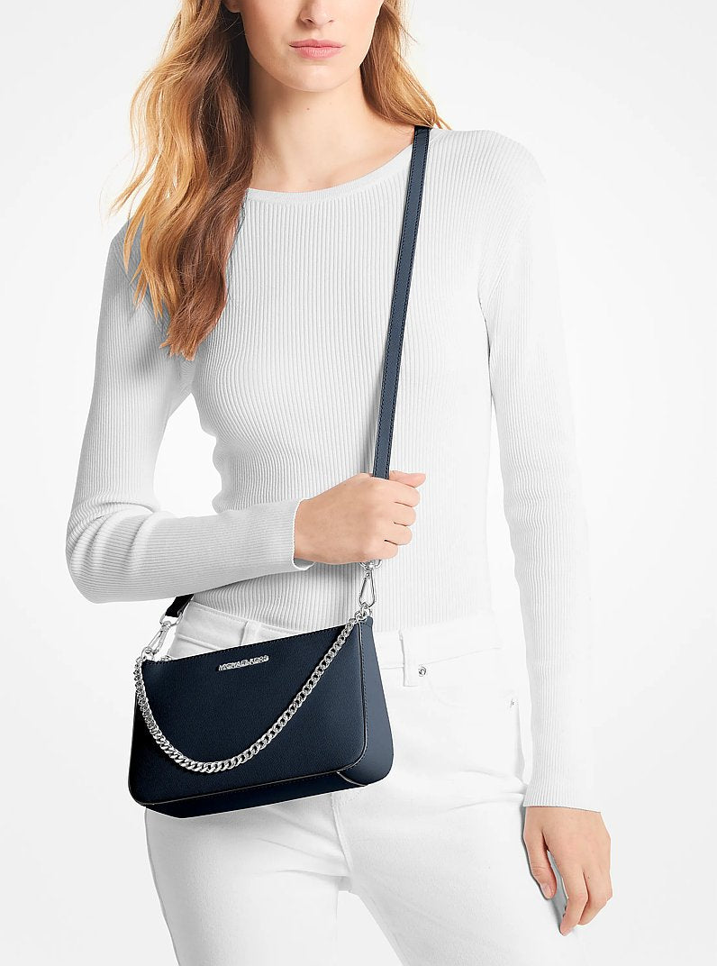 Michael Kors Jet Set Medium Saffiano Leather Crossbody Bag Navy
