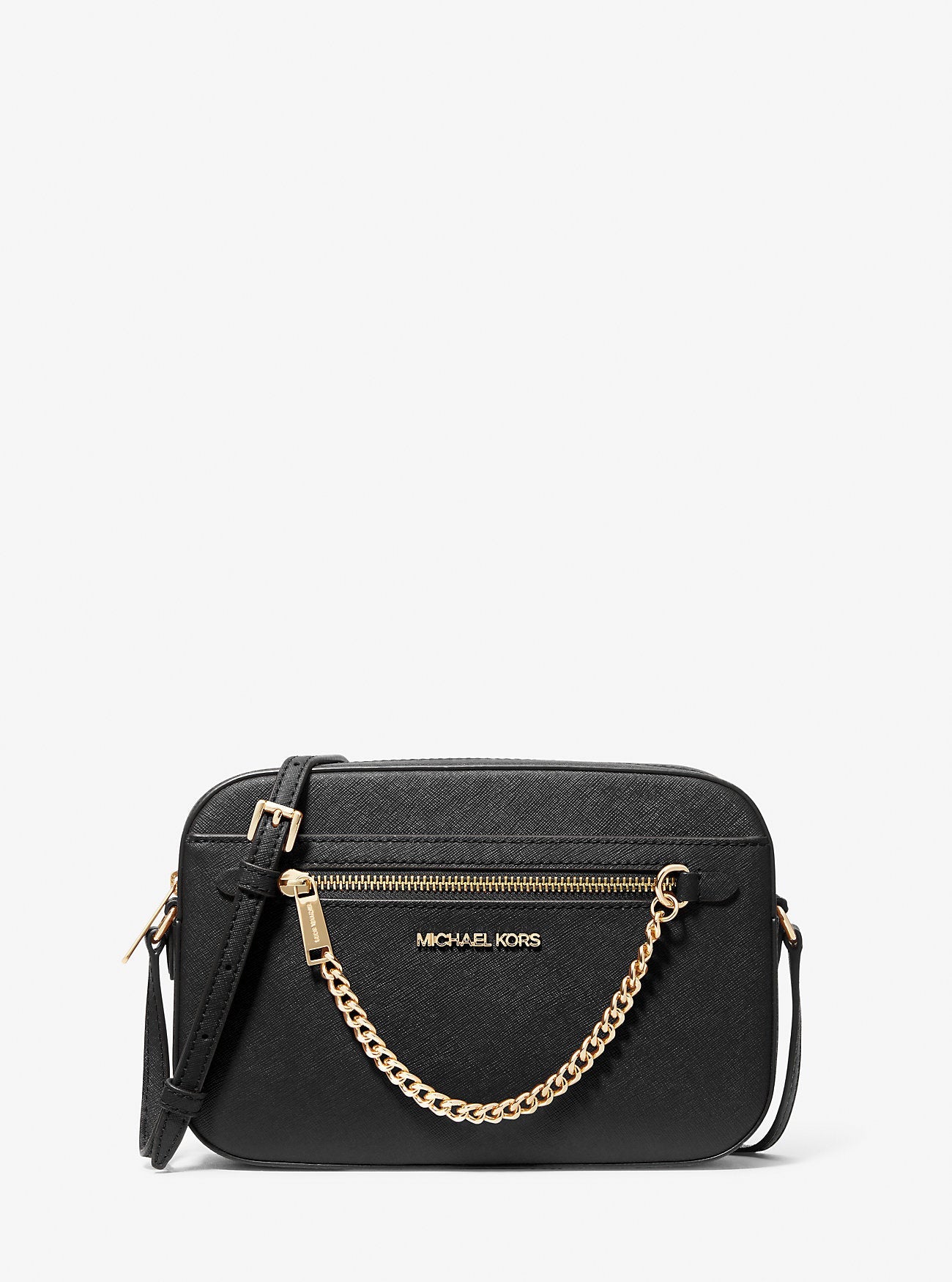 Jet Set Large Saffiano Leather Crossbody Bag Black Black