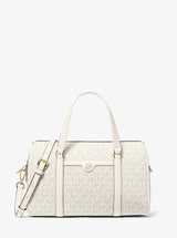 Michael Kors Jet Set Travel Medium Signature Logo Duffel Crossbody Bag Lt Crm Multi