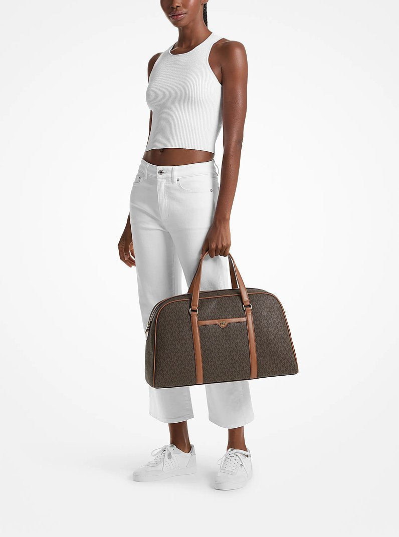Michael Kors Jet Set Travel Extra-Large Signature Logo Weekender Bag Brown