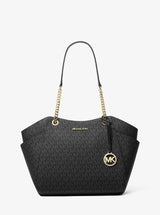 Michael Kors Jet Set Large Signature Logo Shoulder Bag Black