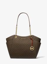 Michael Kors Jet Set Large Signature Logo Shoulder Bag Brown
