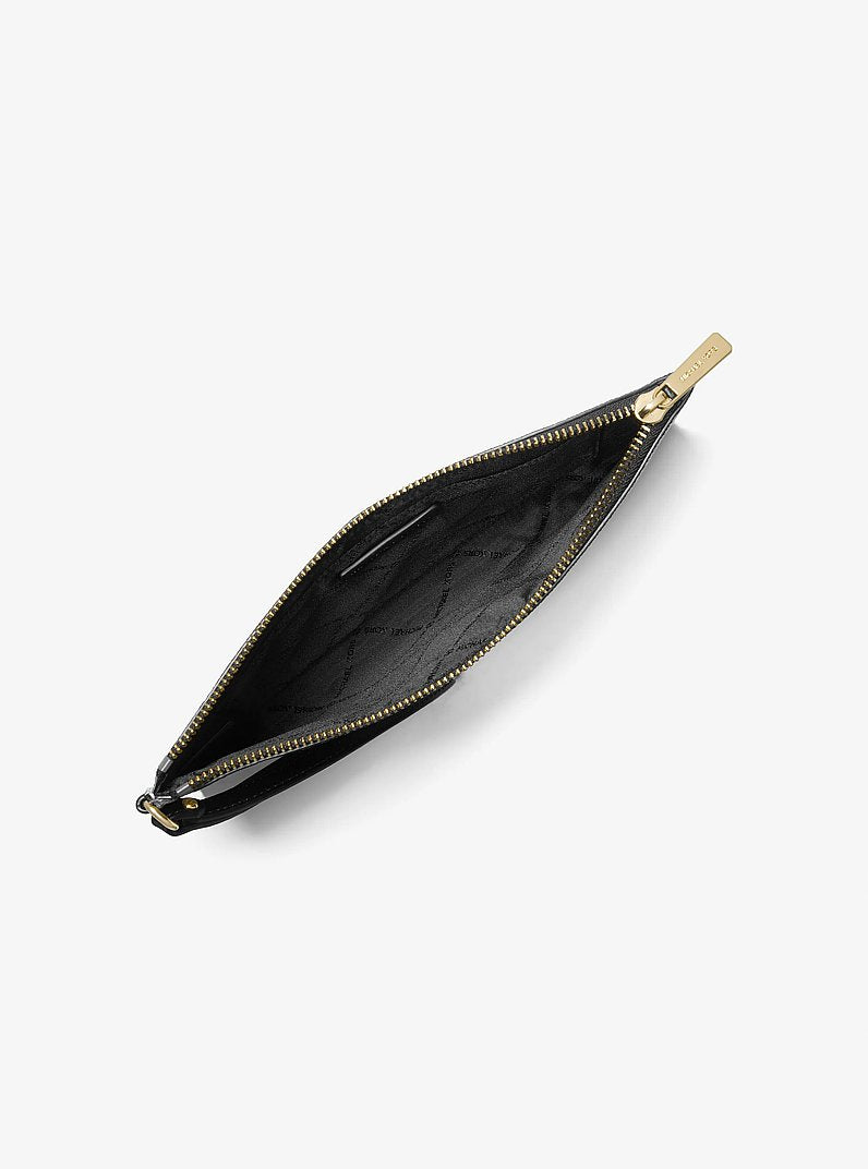 Michael Kors Jet Set Travel Large Pebbled Leather Pouch Black