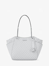 Michael Kors Jet Set Large Signature Logo Shoulder Bag Optic White