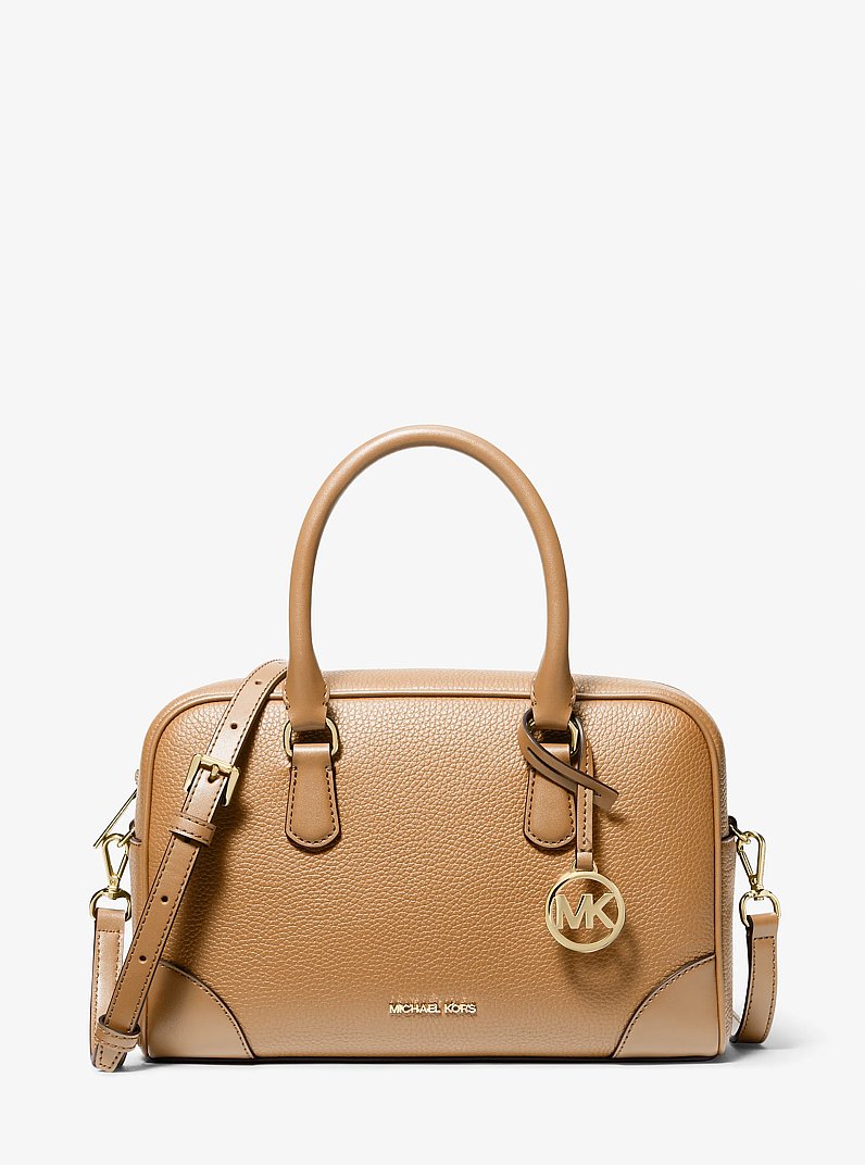 Michael Kors Thompson Pebbled Leather Satchel Camel