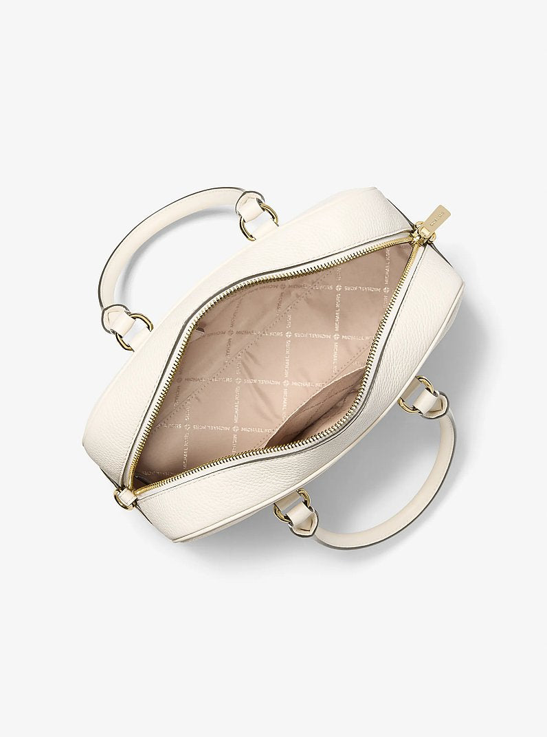 Michael Kors Thompson Pebbled Leather Satchel Lt Cream
