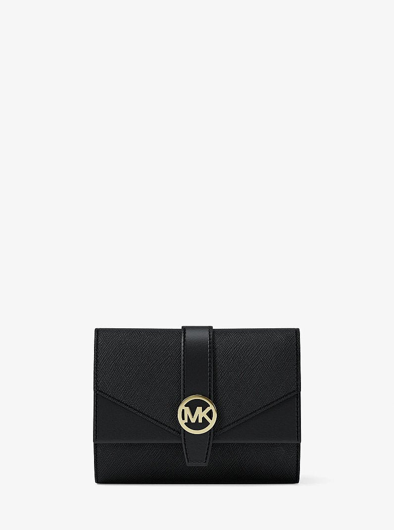 Michael Kors Greenwich Medium Saffiano Leather Trifold Wallet Black
