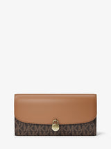 Michael Kors Hamilton Large Signature Logo Continental Wallet Brown