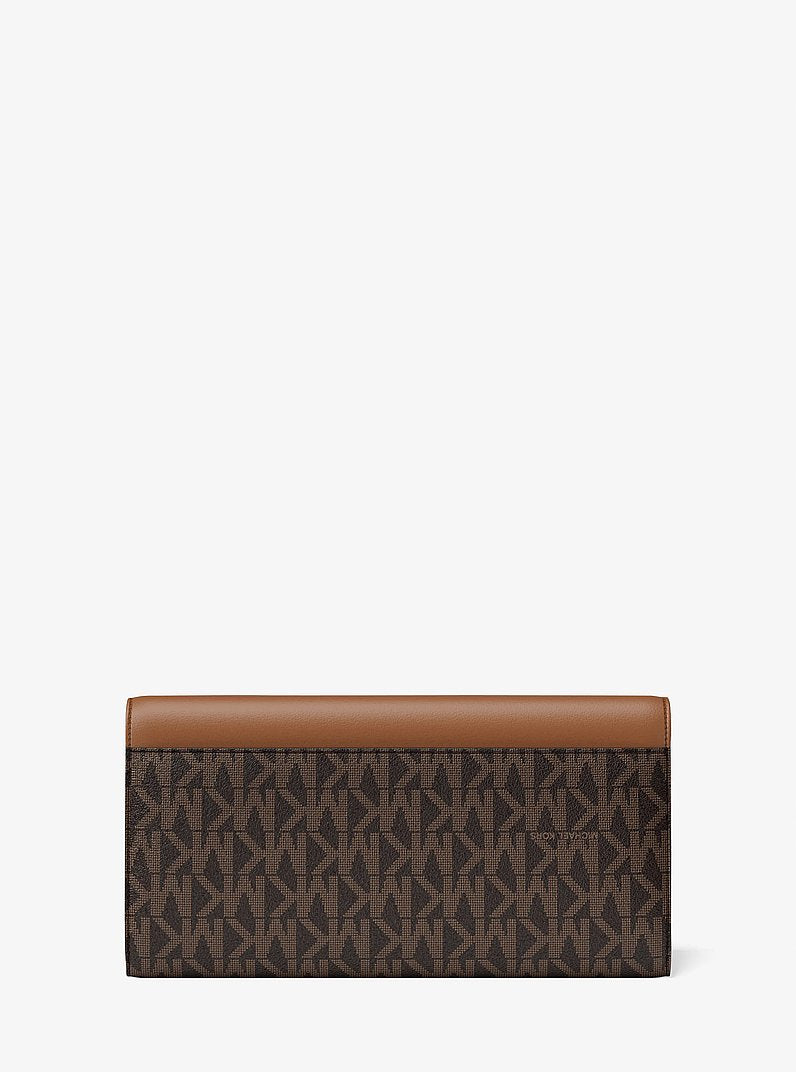 Michael Kors Hamilton Large Signature Logo Continental Wallet Brown