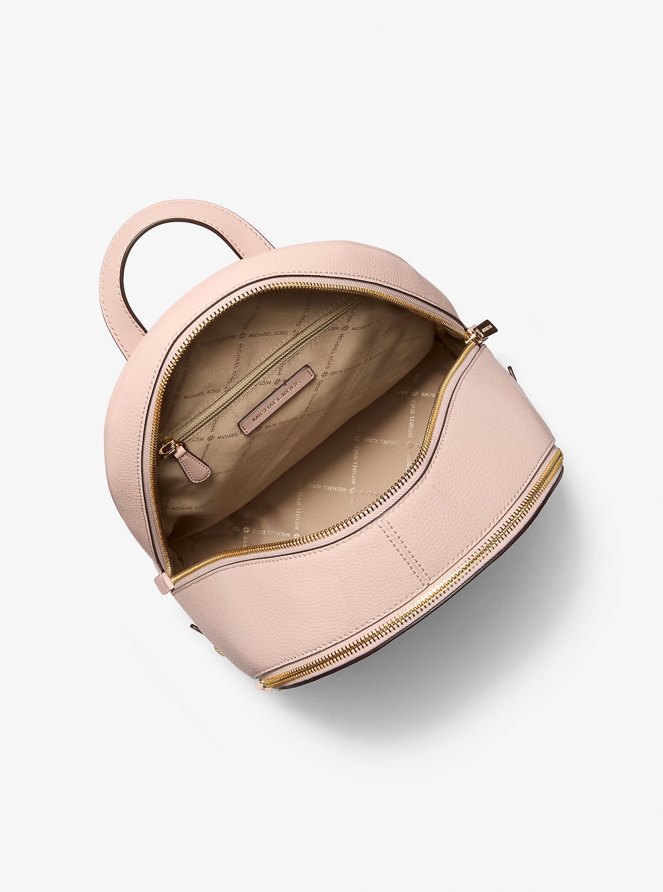 Michael Kors Rhea Medium Pebbled Leather Backpack Powder Blush