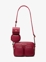 Michael Kors Jet Set Travel Medium Leather Messenger Bag Cherry