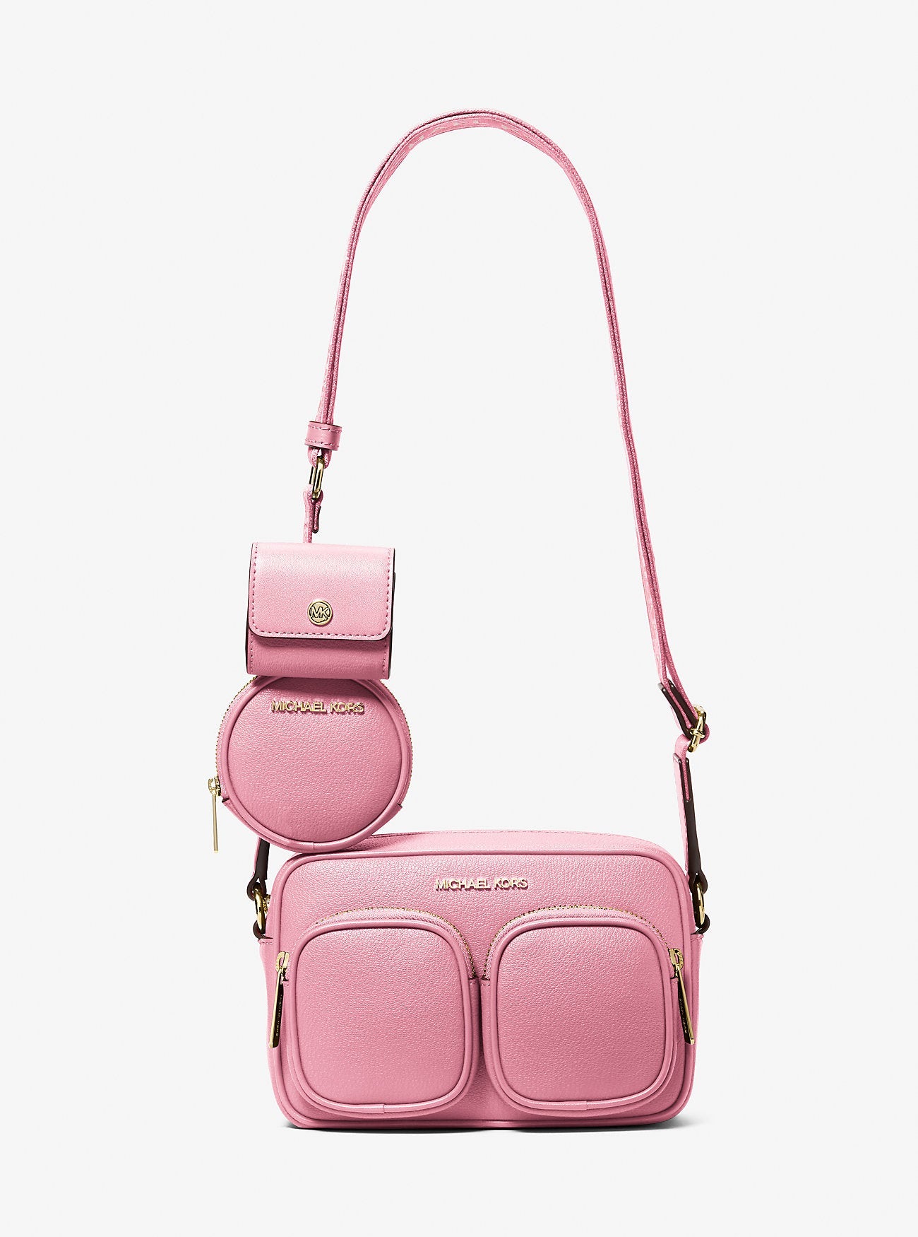 Michael Kors Jet Set Travel Medium Leather Messenger Bag Carnation