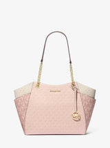 Michael Kors Jet Set Large Color-Block Signature Logo Tote Bag Pwd Blsh Mlt