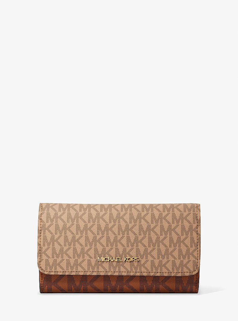Michael Kors Jet Set Large Signature Logo Tri-Fold Wallet Camel Mlt