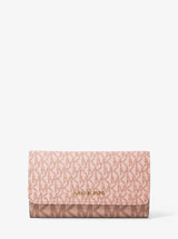 Michael Kors Jet Set Large Signature Logo Tri-Fold Wallet Pwd Blsh Mlt