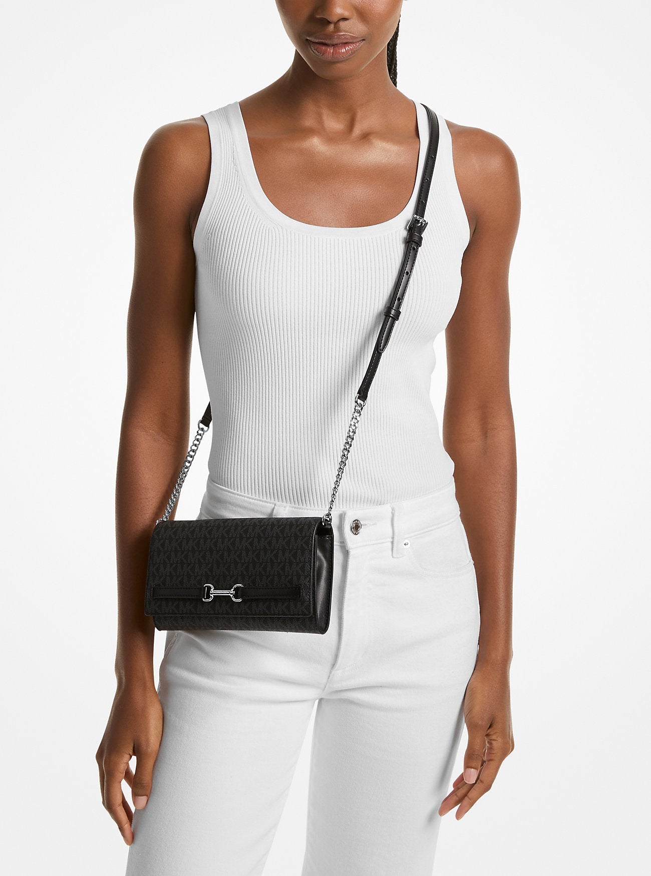 Carson Large Signature Logo Convertible Crossbody Bag Black Black