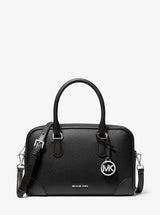 Michael Kors Thompson Medium Pebbled Leather Satchel Black