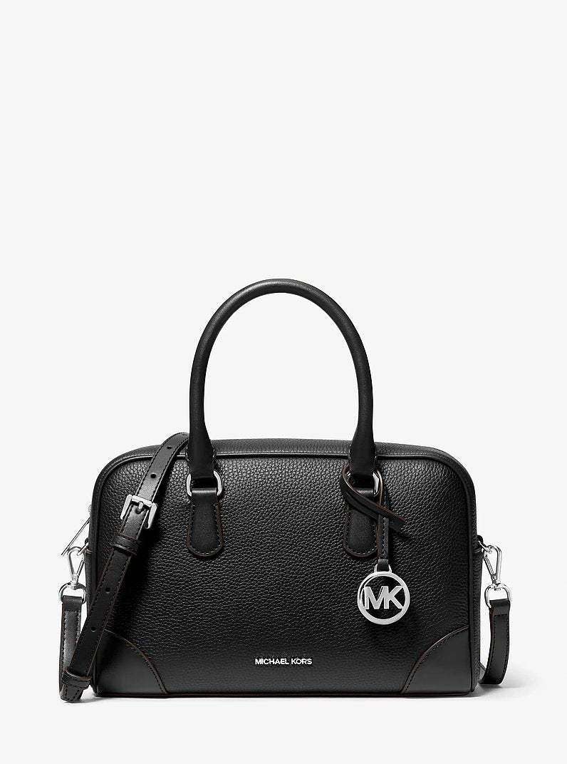 Michael Kors Thompson Medium Pebbled Leather Satchel Black