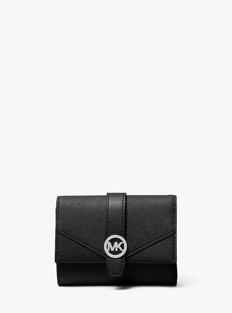 Michael Kors Greenwich Medium Leather Trifold Wallet Black