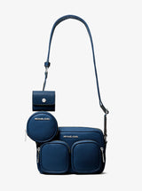 Michael Kors Jet Set Leather Medium Crossbody Bag with Case for Apple Airpods Pro® Navy