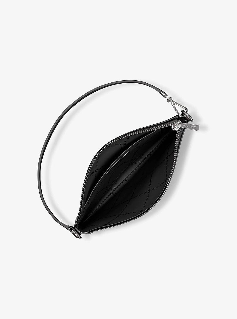 Michael Kors Jet Set Small Pebbled Leather Convertible Wristlet Black