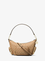 Michael Kors Merritt Small Signature Logo Convertible Shoulder Bag Camel