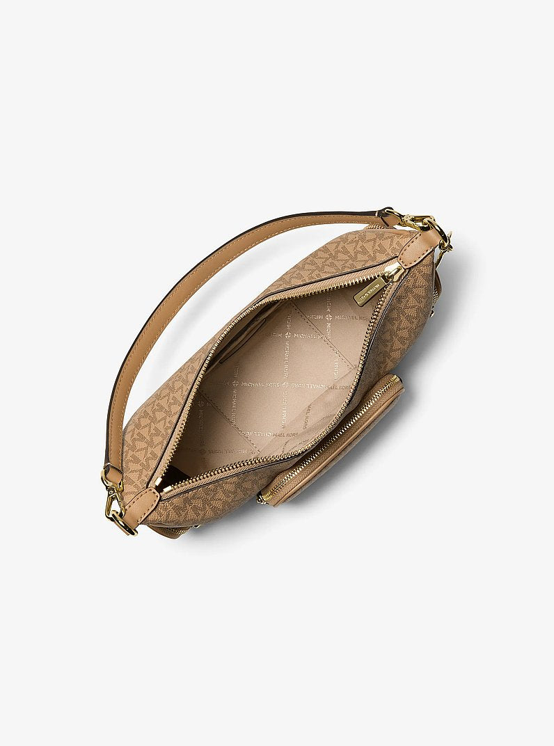 Michael Kors Merritt Small Signature Logo Convertible Shoulder Bag Camel