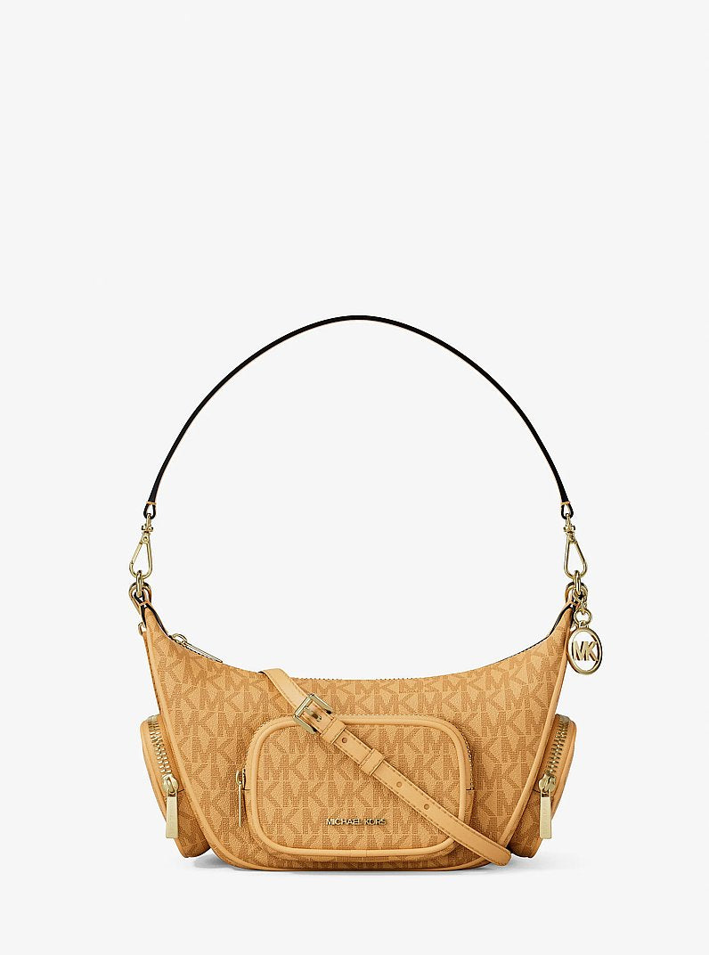 Michael Kors Merritt Small Signature Logo Convertible Shoulder Bag Honeywheat