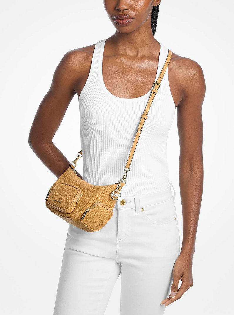 Michael Kors Merritt Small Signature Logo Convertible Shoulder Bag Honeywheat