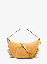 Michael Kors Merritt Medium Suede Convertible Shoulder Bag Honeywheat