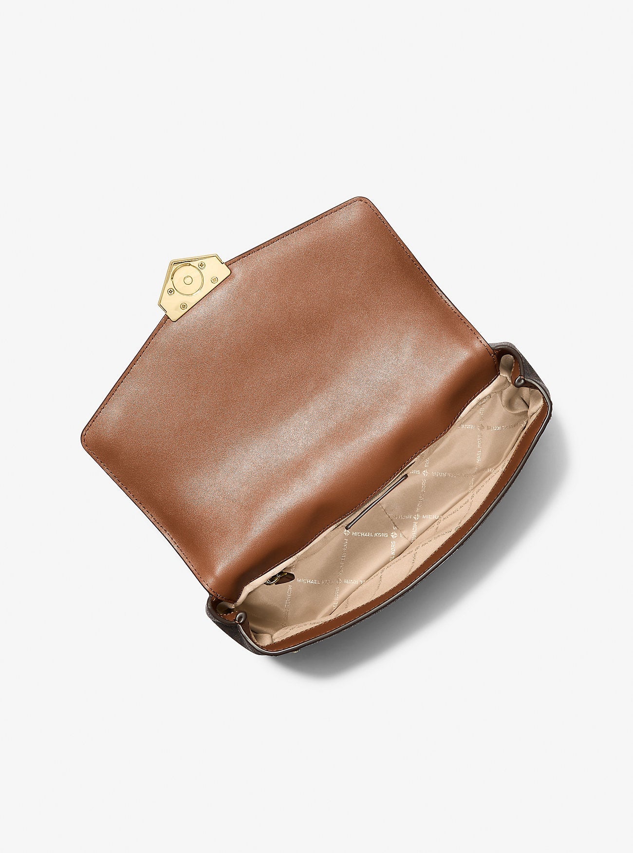 Soho Large Studded Signature Logo Shoulder Bag Brown Brown