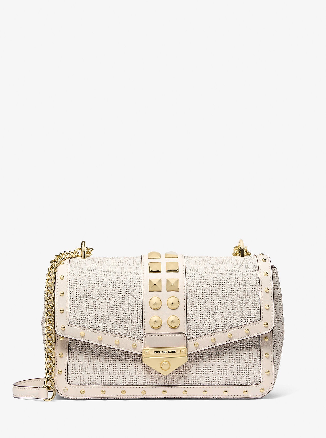 Michael Kors Soho Large Studded Signature Logo Shoulder Bag Lt Crm Multi