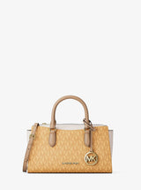 Michael Kors Arden Small Color-Block Signature Logo Messenger Bag Honeywheat Multi