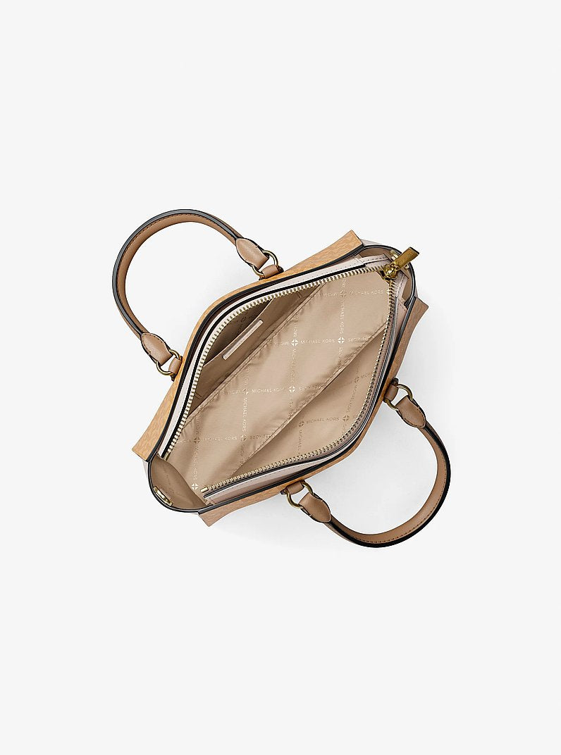 Michael Kors Arden Small Color-Block Signature Logo Messenger Bag Honeywheat Multi