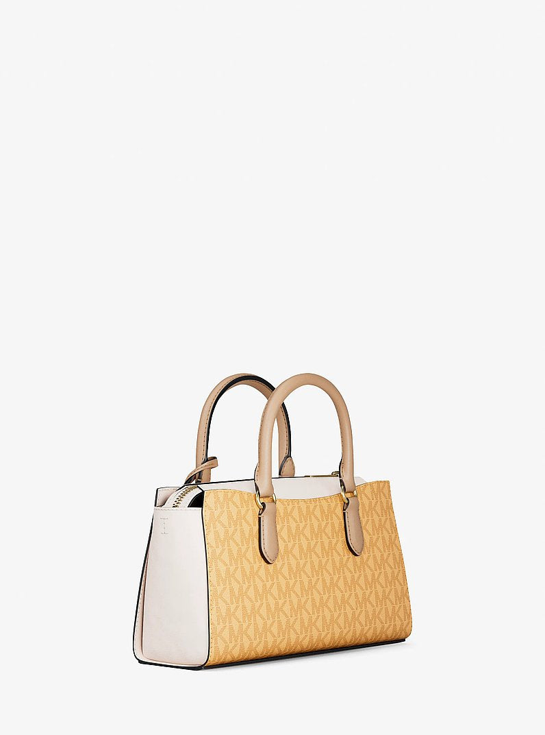 Michael Kors Arden Small Color-Block Signature Logo Messenger Bag Honeywheat Multi