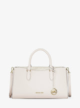 Michael Kors Arden Medium Leather Top-Zip Satchel Lt Cream