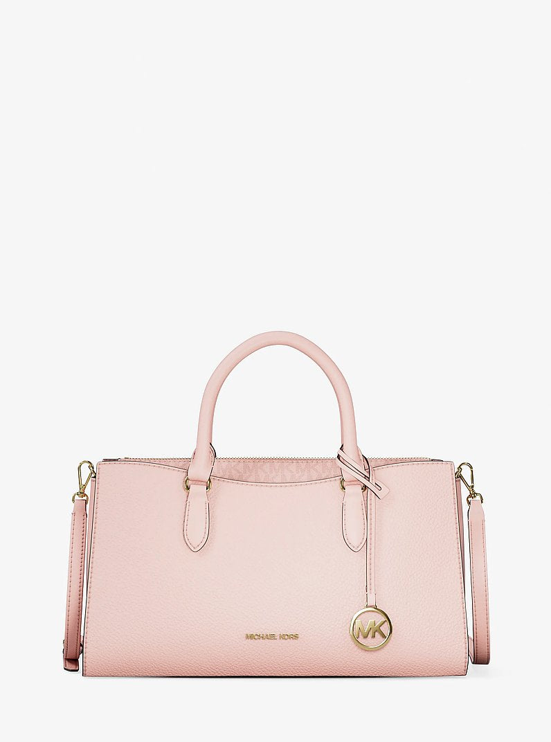Michael Kors Arden Medium Leather Top-Zip Satchel Powder Blush