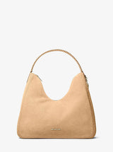 Michael Kors Nayla Medium Suede Hobo Shoulder Bag Camel