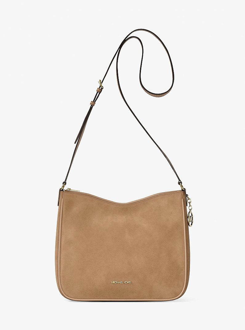 Michael Kors Nayla Medium Pebbled Leather Messenger Bag Camel