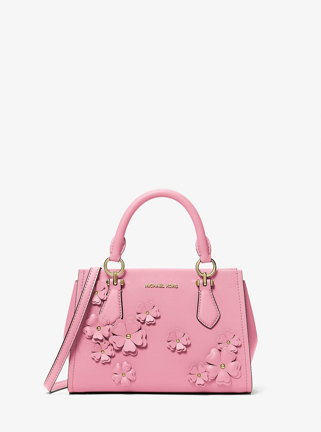 Michael Kors Marilyn Small Floral Embellished Satchel Carnation