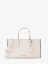 Michael Kors Mirella Medium Logo Debossed Satchel Lt Cream