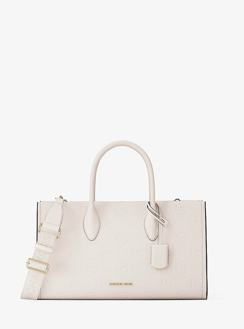 Michael Kors Mirella Medium Logo Debossed Satchel Lt Cream
