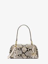 Michael Kors Cecily Small Studded Snake Embossed Shoulder Bag Lt Cream
