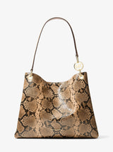 Michael Kors Christina Large Snake Embossed Shoulder Bag Camel