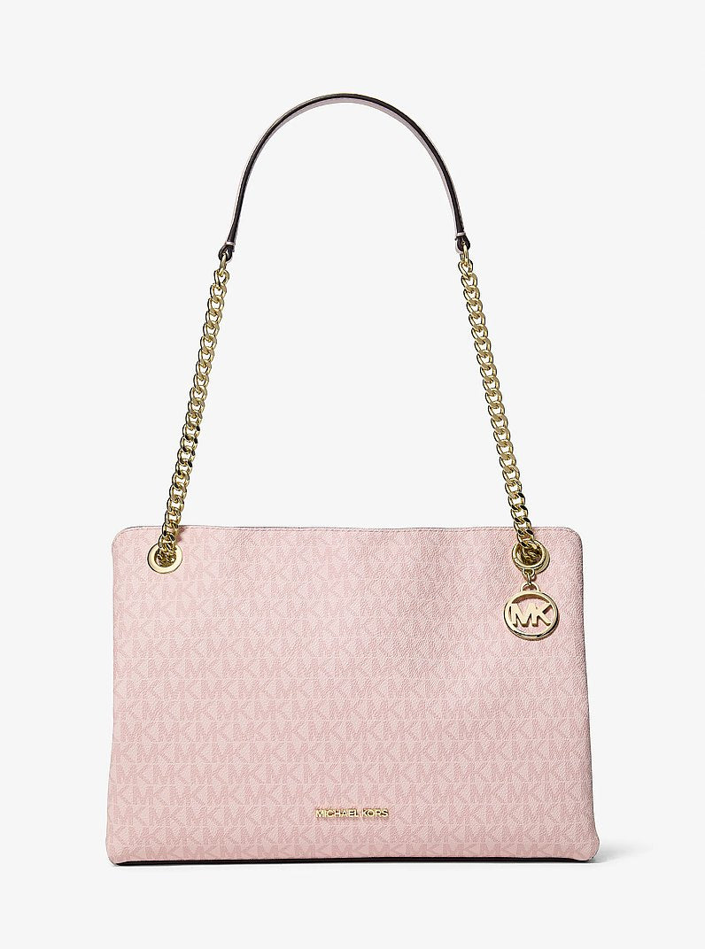 Michael Kors Christina Medium Signature Logo Messenger Bag Powder Blush