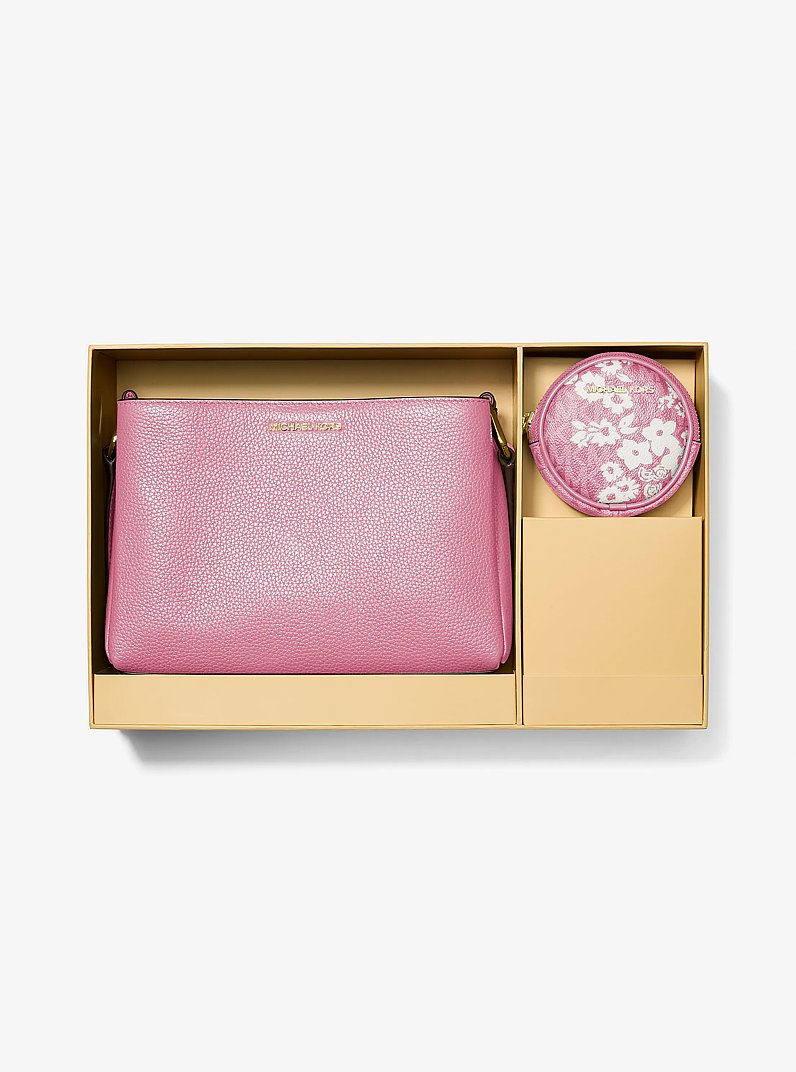 Michael Kors Trisha Pebbled Leather Crossbody Bag With Pouch Carnation