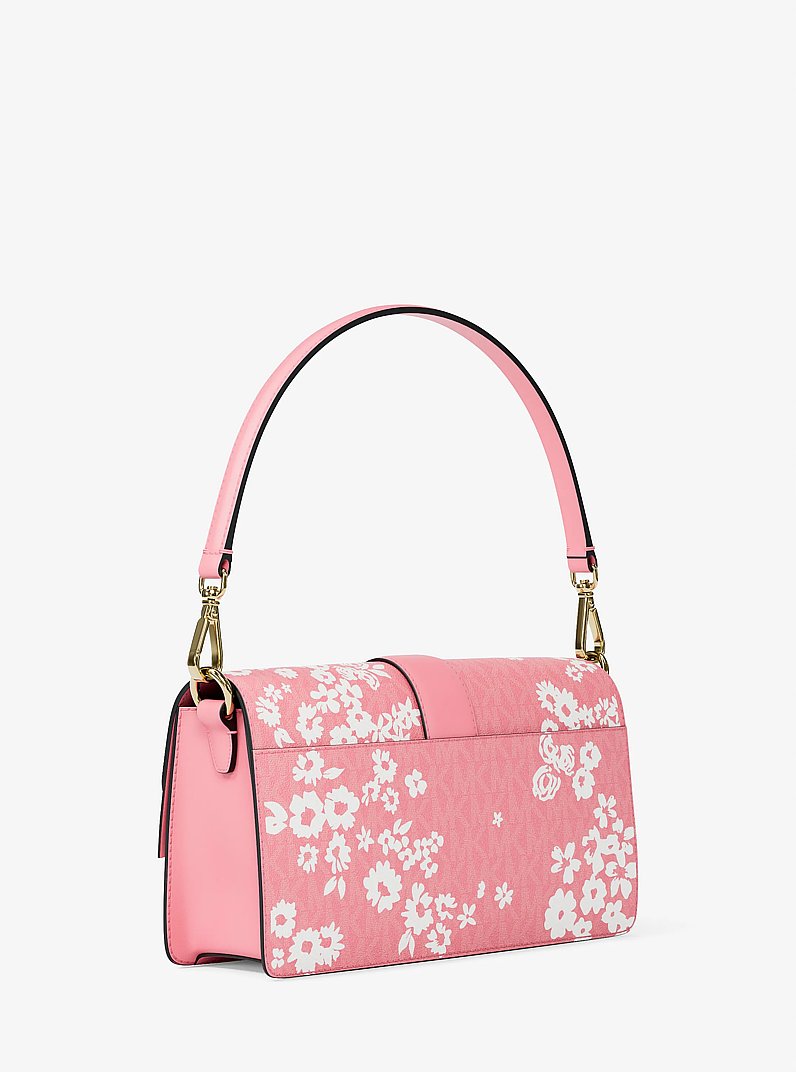 Michael Kors Greenwich Medium Printed Signature Logo Convertible Shoulder Bag Carnation