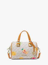 Michael Kors Grayson Small Printed Signature Logo Duffel Crossbody Bag Rad Ornge Ml