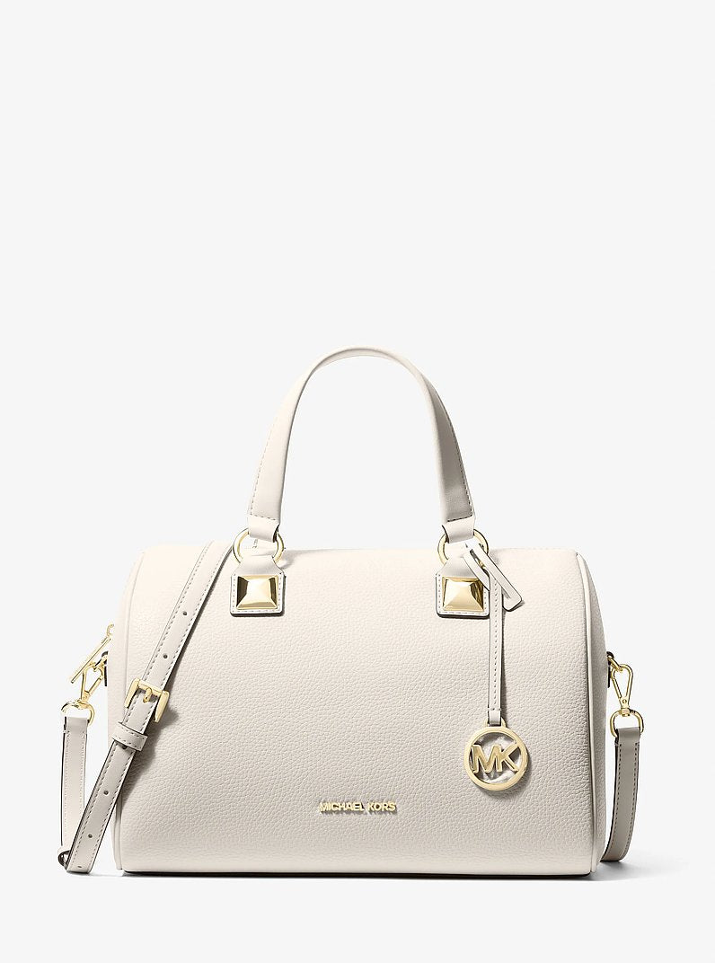 Michael Kors Grayson Medium Pebbled Leather Duffel Bag Lt Cream
