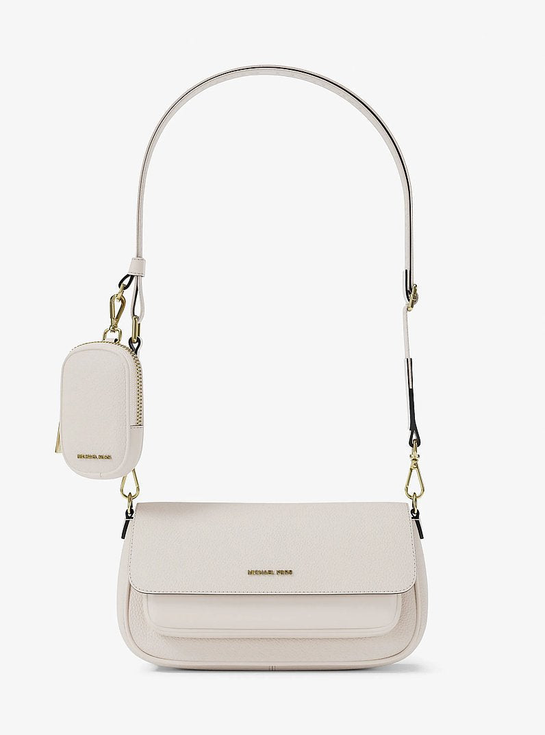 Michael Kors Jet Set Travel Small Pebbled Leather Crossbody Bag With Pouch Lt Cream